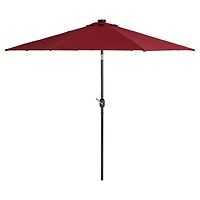 CorLiving Pegasus 9Ft Round Tilting Patio Umbrella with Solar Powered LED Lights and Powder-Coated Steel Frame