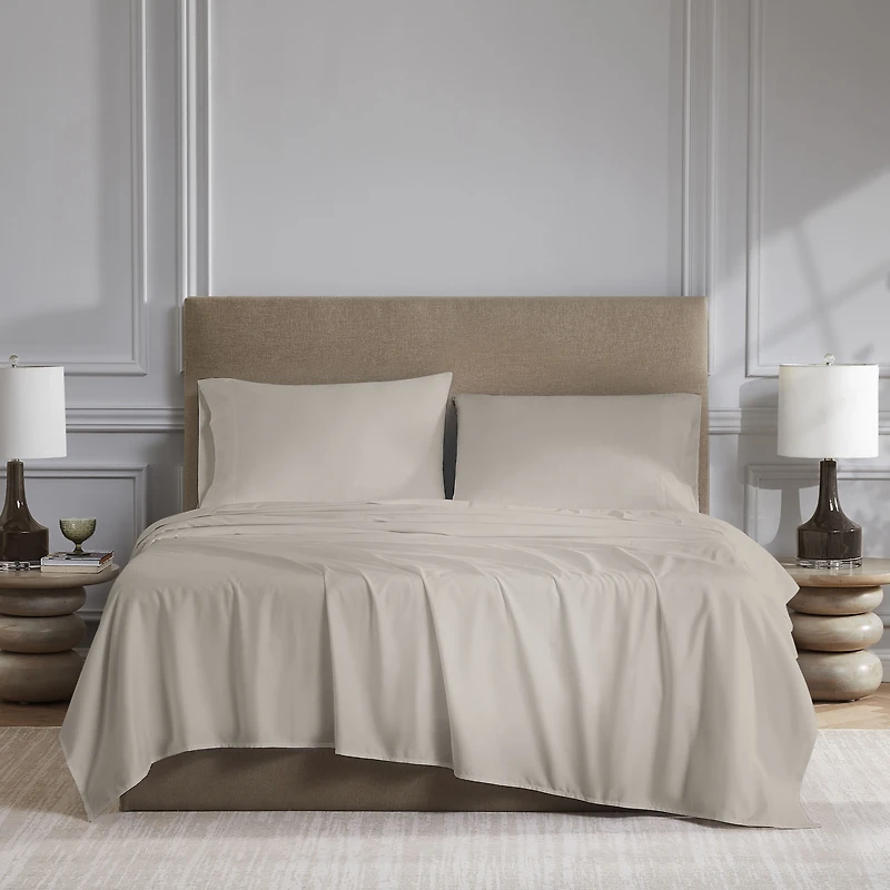 Drap plat en percale brossée 300 fils de Hometrends Taille : 1 place - Très grand