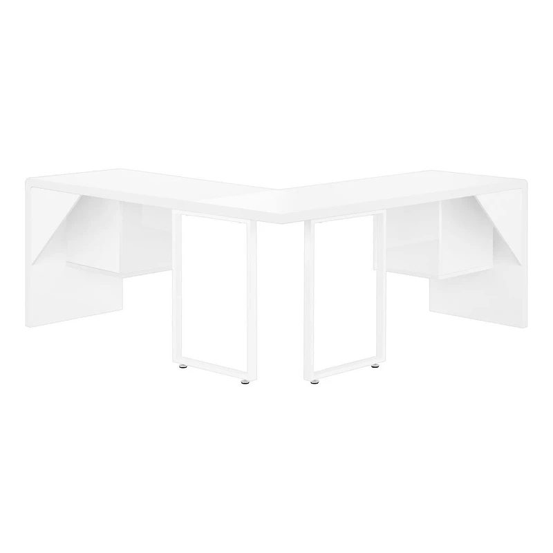 Monarch Specialties Bureau, Bureau À Domicile, Coin, Configuration Gauche, Droite, Tiroirs De Rangement, 72"l, Forme De L, Travail, Ordinateur Portable, Stratifié, Métal, Blanc Lustré, Contemporain, M