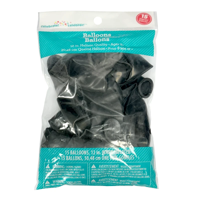 Way To Celebrate! 15 ballons en latex noirs de 30 cm