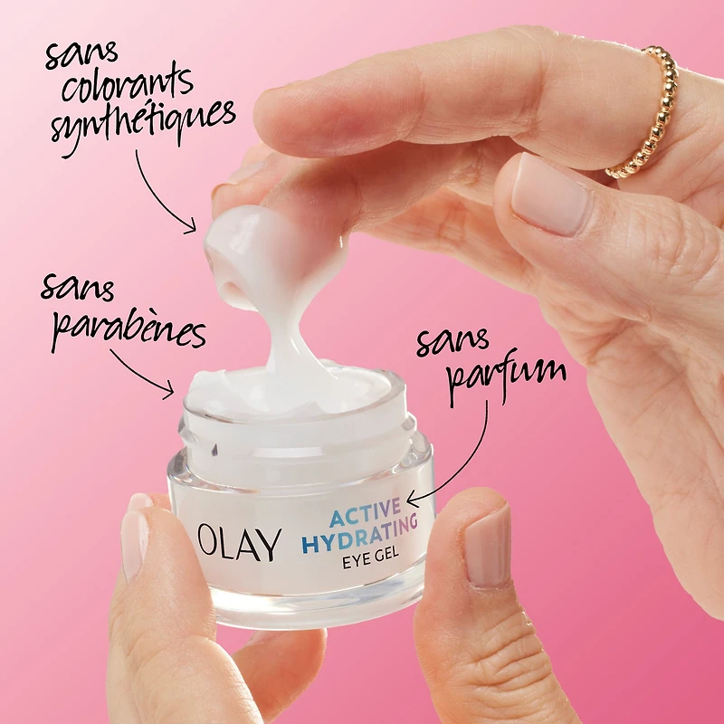 Olay Gel pour les Yeux Hydratation Active, Sans Parfum, Crème pour les Yeux Anti-Âge avec Acide Hyaluronique et Niacinamide