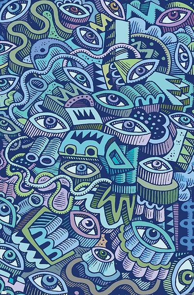 Big Blue Doodle Wall Poster, 22.375" x 34"