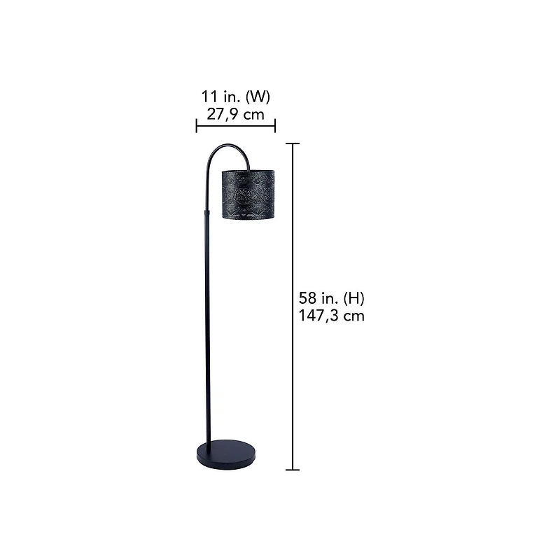 Lampe sur pied HOMETRENDS 147,3 cm, noir mat