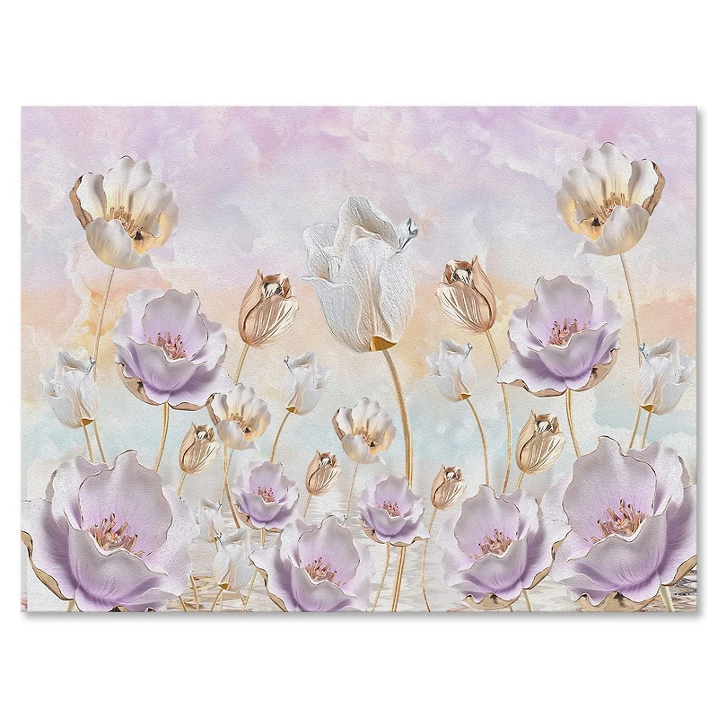 Designart Blossoming Flowers In Pastel Tones Canvas Wall Art