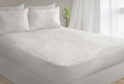 Safdie & Co. Protège-Matelas Q Bamboo Jacquard Blanc