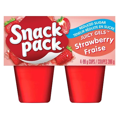 Collation gelée Juicy Gels de Snack PackMD à teneur réduite en sucre à saveur de fraise 4 coupes, 396 g