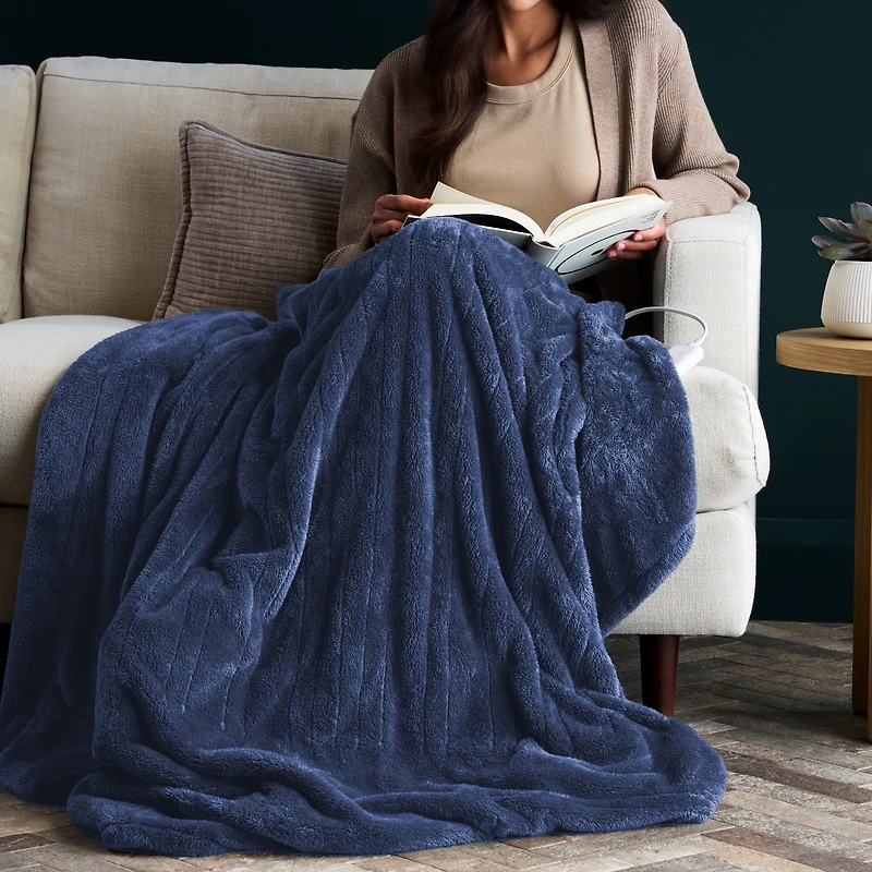 Sunbeam Electric Heated Throw Blanket Arctic Plush Eco 4 Heat Settings Auto Shut-Off 50" x 60