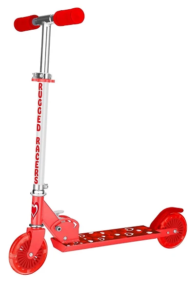Rugged Racers Two Wheel Kids Scooter with Red Heart Design