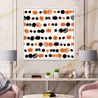 Designart Black and Orange Polka Dots FLOAT FRAME WALL ART