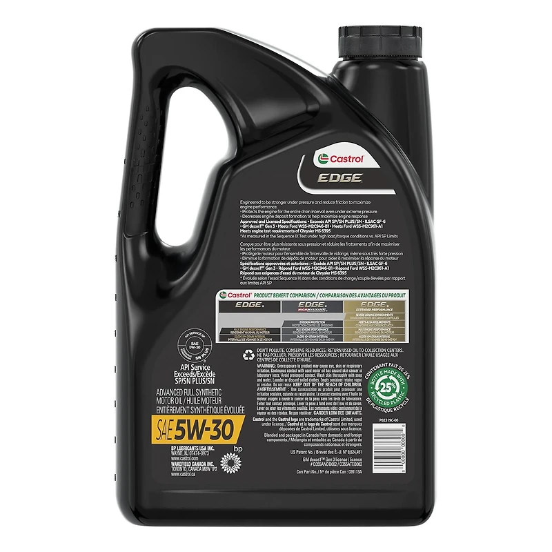 Castrol EDGE 5W30 Full Synthetic Case Pack 3X5L Jugs