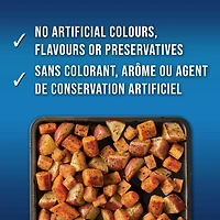 Carottes, patates douces et pommes de terre rouges assaisonnées Rôties au four Swanson : un mélange de légumes surgelés assaisonnés de sel de mer, de poivre noir et de fines herbes