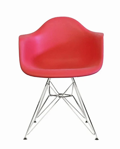 Chaise seau avec pieds chromés de couleur rouge pour adultes