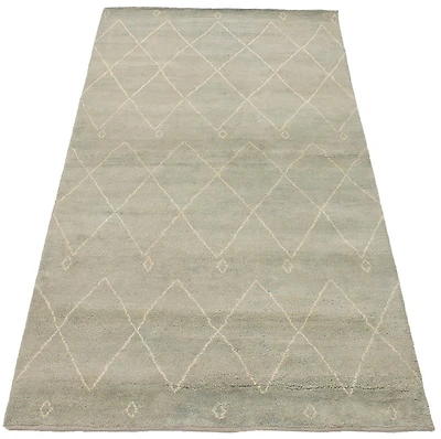 ECARPETGALLERY 5'2" x 8'0" Moroccan Tangier Hand-knotted Area Rug for Living Room, Dining Room and Bedroom in Grn