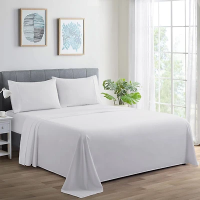 Literie Marina Decoration, 600 fils au pouce carré, ultra douce, à poches profondes, en coton percale à fibres longues, toutes saisons, couleur blanche