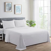 Literie Marina Decoration, 600 fils au pouce carré, ultra douce, à poches profondes, en coton percale à fibres longues, toutes saisons, couleur blanche