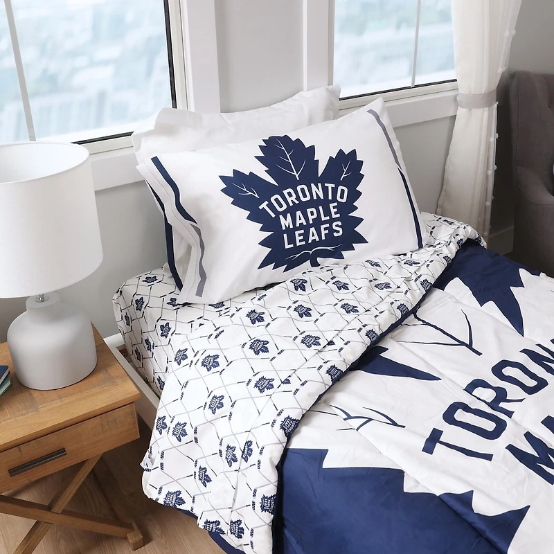 Le Maple Leafs de Toronto de la NHL Ensemble de literie simple 4 pièces
