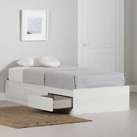 South Shore Arlen Mates Bed with 3 Drawers for Teenagers, in White Pine