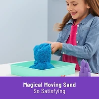 Kinetic Sand, Coffret Bac à sable, 454 g de sable bleu, bac à sable, 4 moules et outils, jouets sensoriels pour les enfants à partir de 3 ans