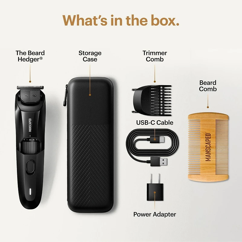 MANSCAPED® The Beard Hedger™ - Premium Men's Beard Trimmer with Beard Comb, Beard Trimmer