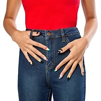 Rubies Kit Ongles Arc-en-Ciel avec 24 Ongles Autocollants