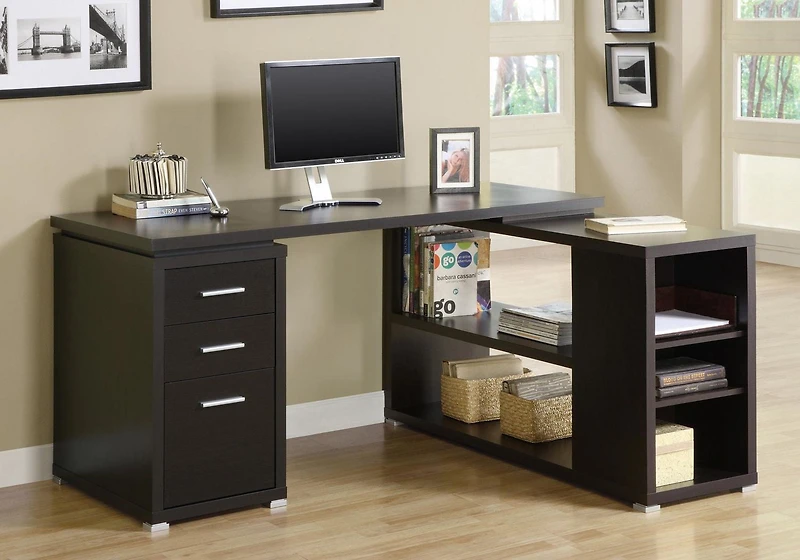 Monarch Specialties Bureau, Bureau À Domicile, Coin, Configuration Gauche, Droite, Tiroirs De Rangement, Forme De L, Travail, Ordinateur Portable, Stratifié, Brun, Contemporain, Moderne