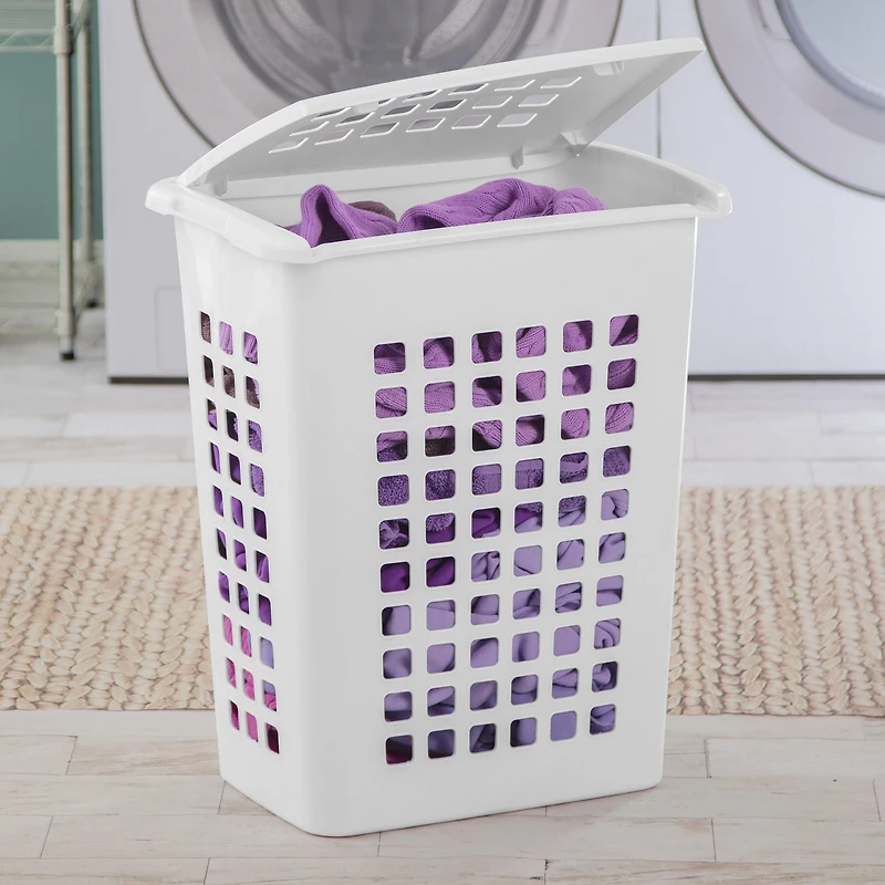 Panier à linge rectangulaire de Sterilite- blanc