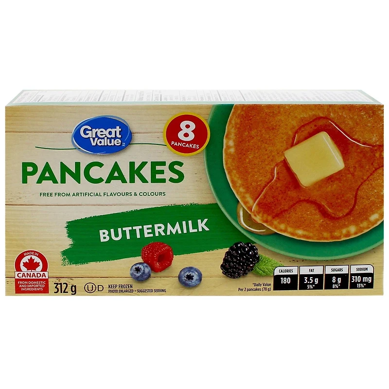 Crêpes au babeurre de Great Value 8 crêpes (312 g)