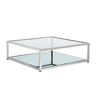 Home Gear Coffee table Silver Rectangular Base Mirror shelf