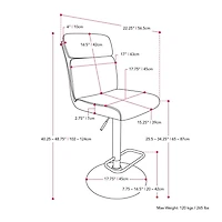 Tabourets de bar d'intérieur rembourrés à dossier haut Palmer de CorLiving, hauteur réglable, gris vieilli (lot de 2)