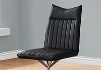 Monarch Specialties Chaise, Lot De 2, Côté, Rembourré, Cuisine, Salle À Manger, Pu D'aspect Cuir, Métal, Noir, Chrome, Contemporain, Moderne