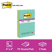 Feuillets super collants Post-it®, collection Miami, ligné
