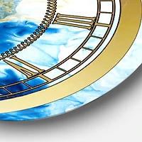 Designart 'Blue and Gold Ocean Abstract Marble' Glam wall clock
