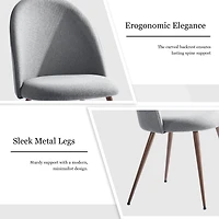 Homy Casa Modern 2-Pack Accent Chair Set, Armless Round Back, Grey Fabric Upholstered