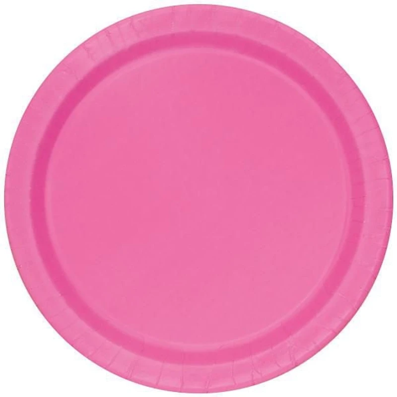 Assiettes à dîner rondes rose vif de 9 po, 20 ct 8,625" /21,9 cm