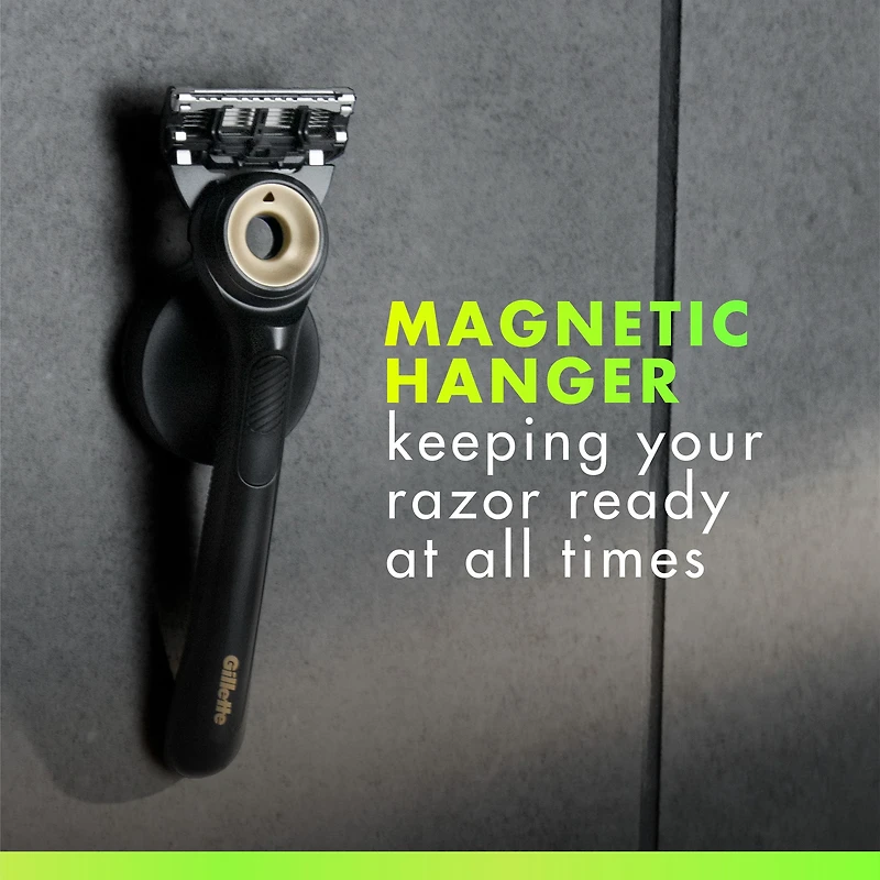 GilletteLabs with Exfoliating Bar Shaving Razor for Men, Black & Gold Edition, 1 Handle, 4 Blade Refills, 1 Magnetic Shower Hanger, 1CT