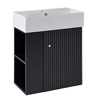 Homy Casa 30 in Onyx Black Kitchen Sideboard with Ceramic Sink