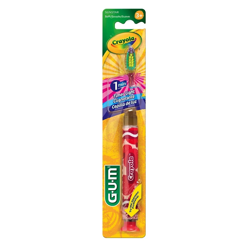 Brosse à dents à minuterie clignotante, Poils Souples, 3+, CRAYOLA™ GUMᴹᴰ 1 Unité