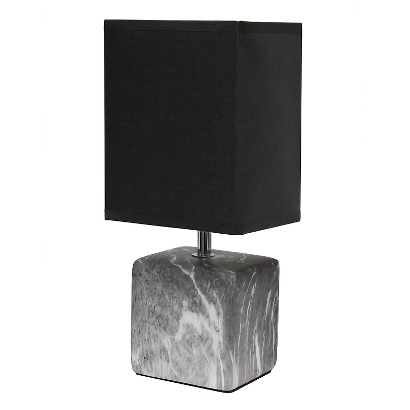 Simple Designs Petite lampe de table en céramique marbrée avec abat-jour en tissu