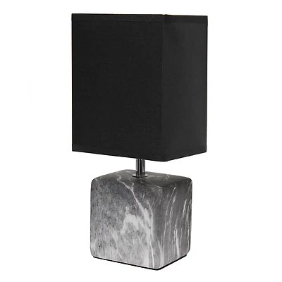 Simple Designs Petite lampe de table en céramique marbrée avec abat-jour en tissu