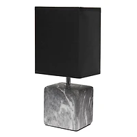 Simple Designs Petite lampe de table en céramique marbrée avec abat-jour en tissu