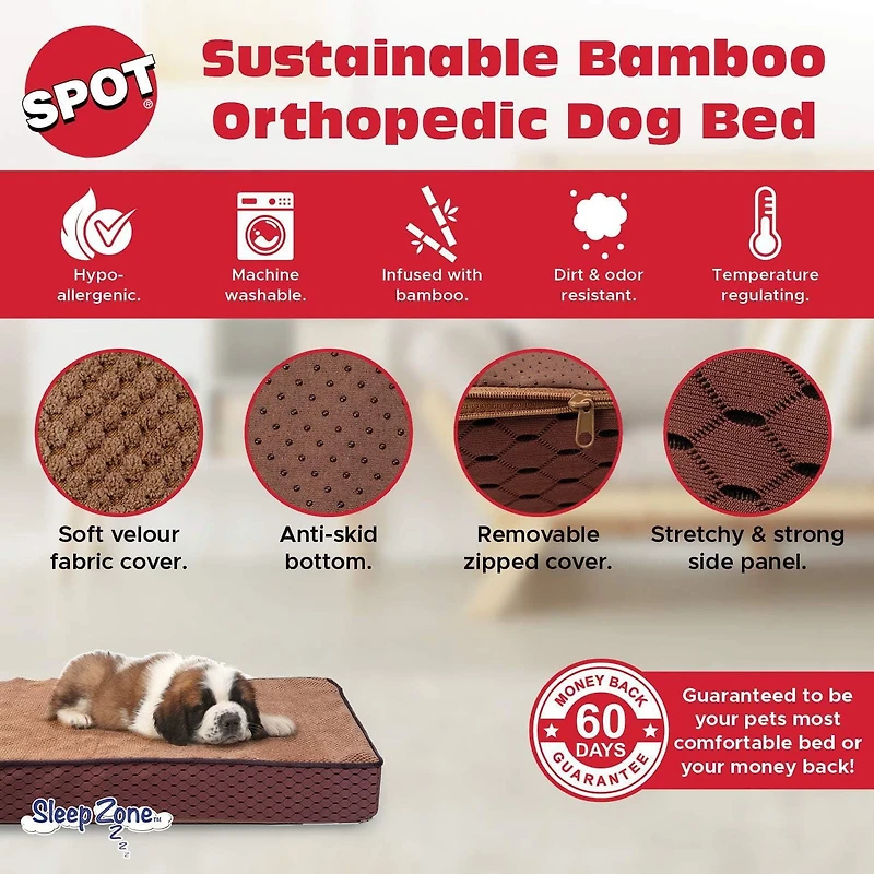 Ethical Sleep Zone Lit pour Chien en Bambou - Plusieurs Tailles Disponibles