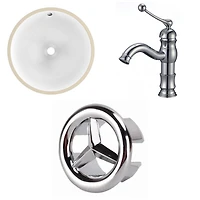 American Imaginations 15.25-in. W Round Bathroom Undermount Sink Set In White - Chrome Hardware AI-26753
