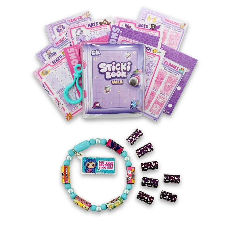Sticki Rolls Sticki Book - Wearable & Shareable Sticker Bracelet + Collection Book - 120 Mini Stickers - 50 Activity Pages - 1000+ Sticker Designs