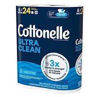 Cottonelle Ultra Clean Toilet Paper, Strong Toilet Tissue, 6 Mega Rolls (6 Mega Rolls = 24 Regular Rolls), 284 Sheets per Roll