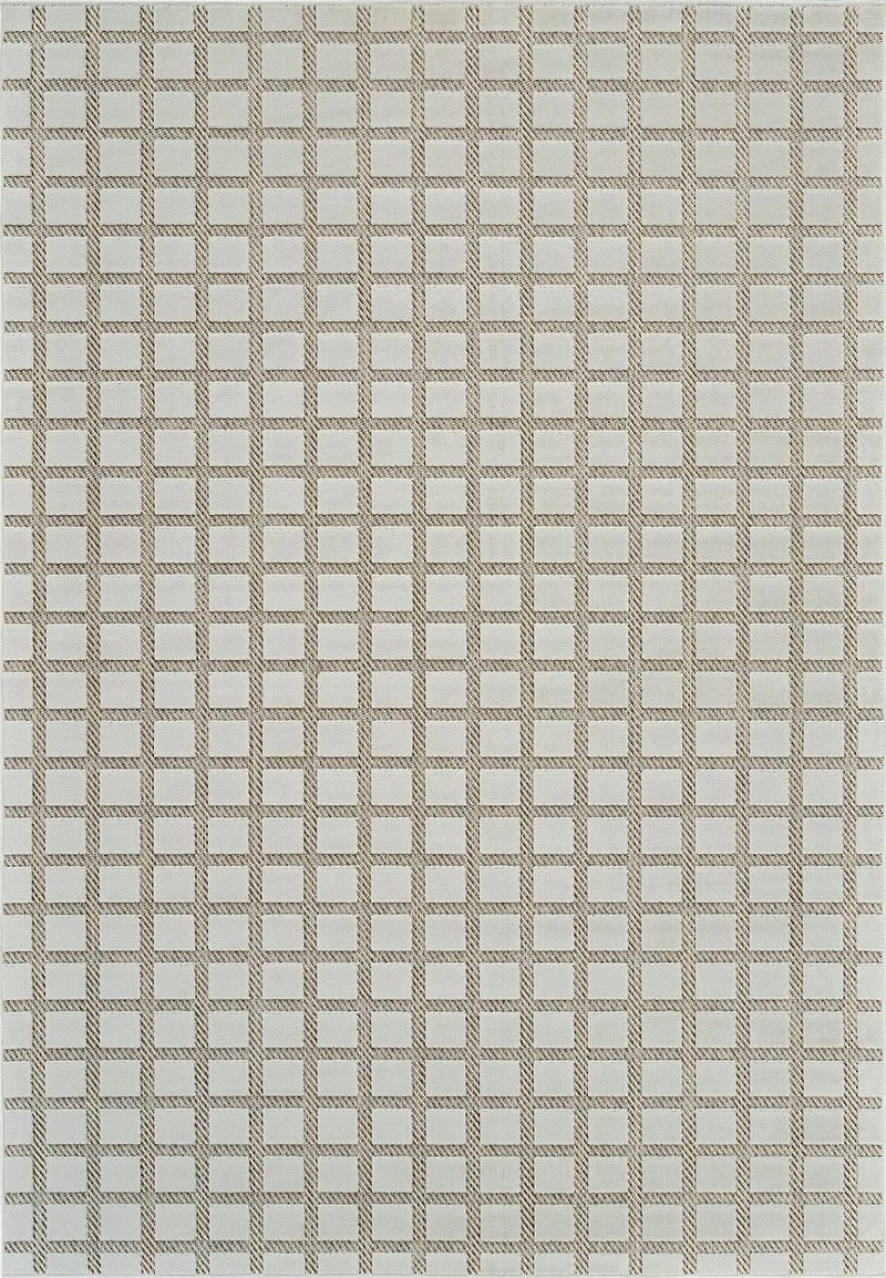 Rug Branch Maise Checkered Indoor Outdoor Area Rug, Beige Cream, Modern - Entryway, Hallway, Bathroom, and Kitchen