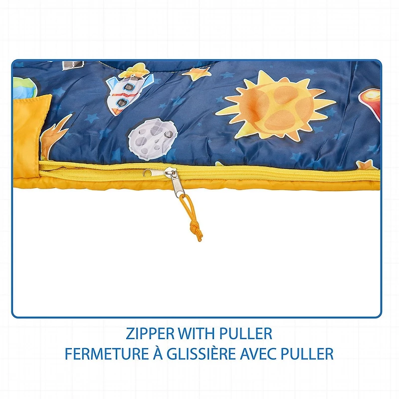 Ozark Trail Kid's sleeping Bag, 56"(L) x26" (W),no temp rating , polyester fabric outer, Boys, Sleeping Bag