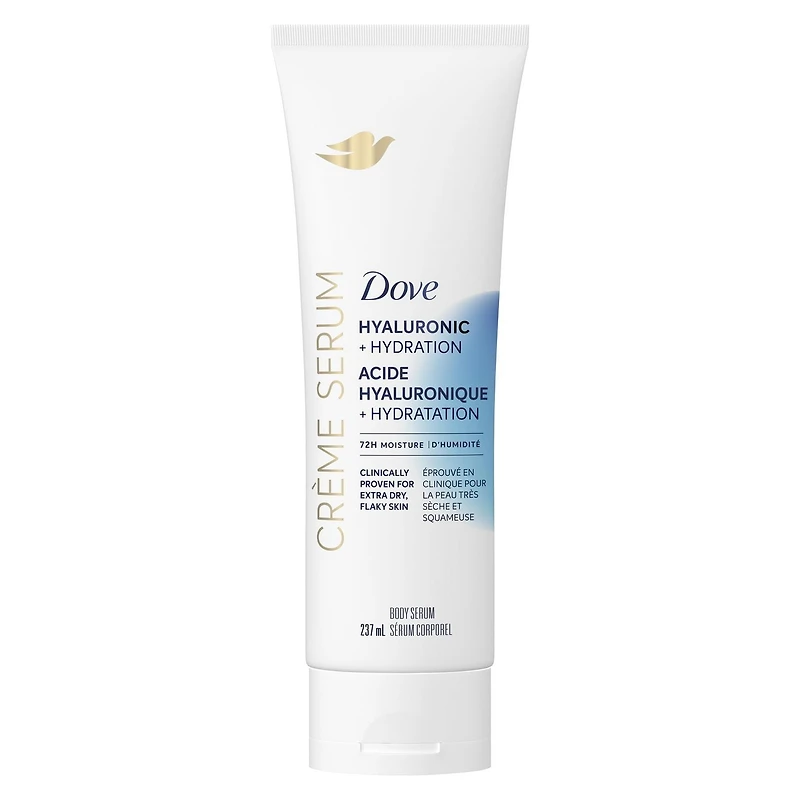 Dove Sérum Corporel Crème Hyaluronique + Hydratation pour Peau Extra S avec Pro-céramides, Niacinamide et Peptides de Collagène, 237mL 237mL