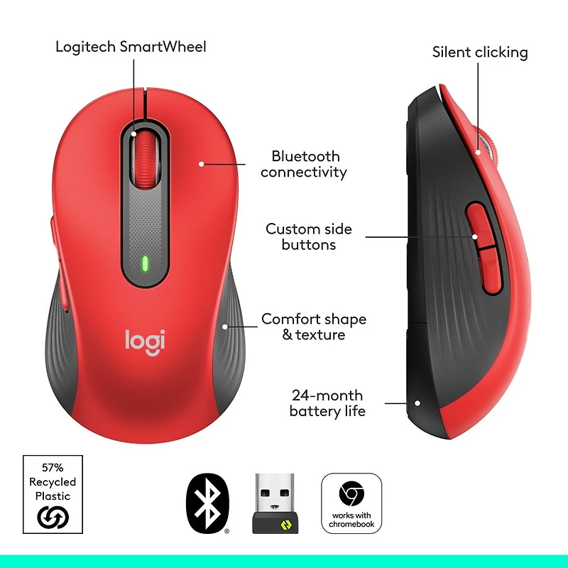 Logitech Signature M650 L Souris Sans Fil Grande Taille, Pour Mains Larges, Graphite