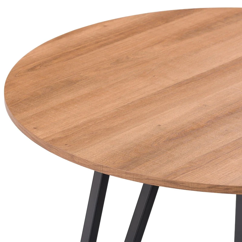 Table de bistrot d'intérieur ronde CorLiving Ezra, petite, avec plateau en bois d'ingénierie et pieds en fer noir, pouvant accueillir jusqu'à 4 personnes