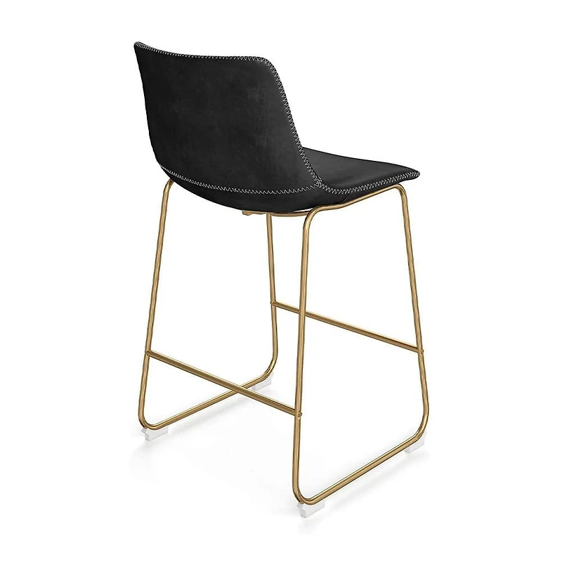 Plata Import Landon Stool in Black with Gold Legs